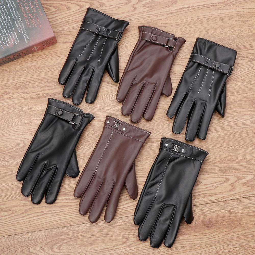 Leather Driving Glove - 남성용 양털 열 가죽 장갑, 따뜻한