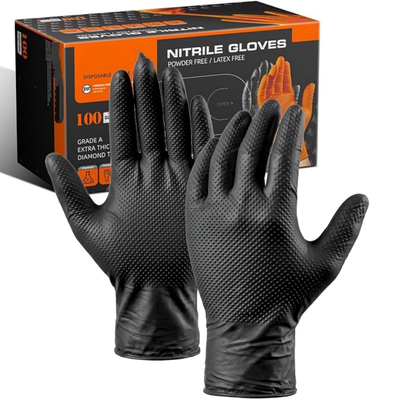 Nitrile Mechanic Glove - 8mil 헤비듀티 산업용 오렌지색 일회용 니트릴