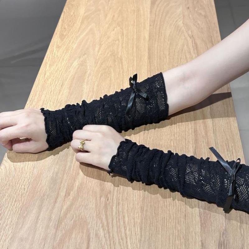 Fingerless Glove Knit - 여성 고딕 메쉬 핑거리스 장갑 탄성