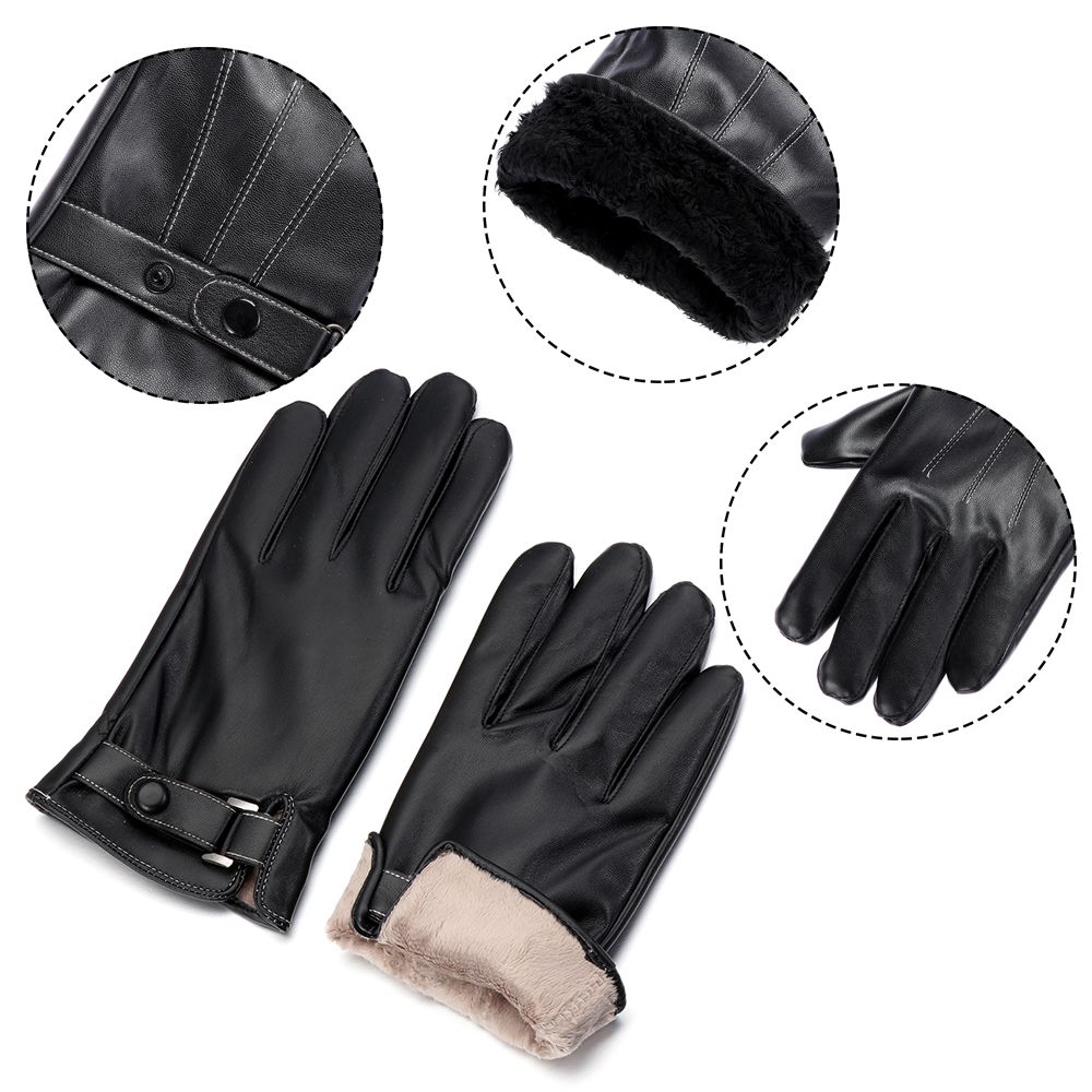 남성용 양털 열 가죽 장갑, 따뜻한 터치 스크린 방풍  - Leather Driving Glove 리뷰 및 가격