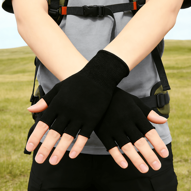 블랙 니트 반손가락 장갑, 야외 하이킹, 사이클링, 일 - Fingerless Glove Knit 리뷰 및 가격