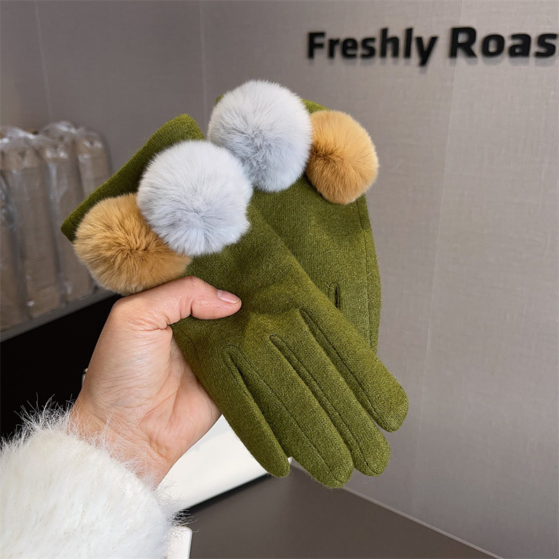 장갑 여성용 울 체크 무늬 폭스 퍼 폼 터치 스크린 겨 - Wool Glove Lined 리뷰 및 가격