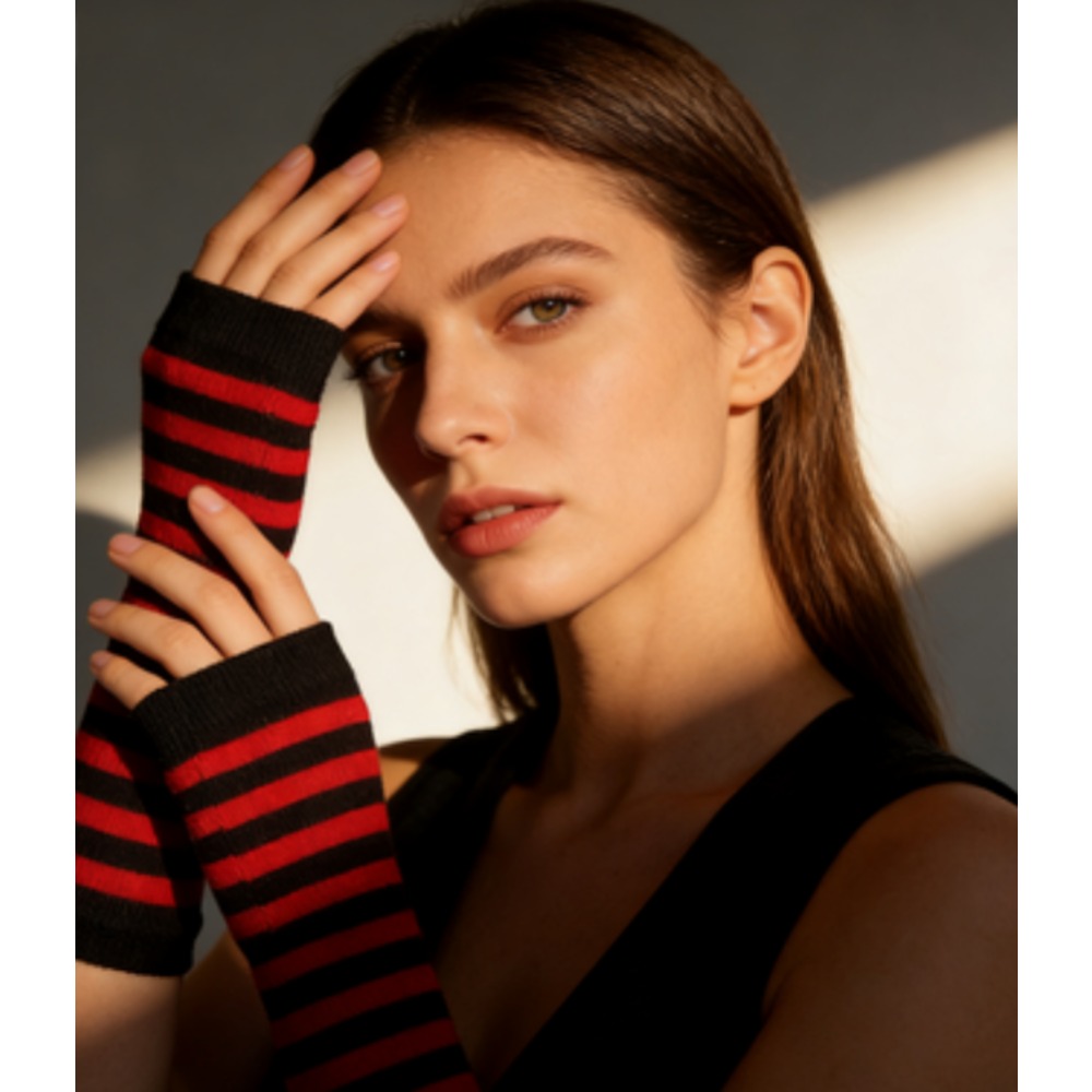 PESENAR 레드 블랙 스트라이프 핑거리리스 장갑 할 - Fingerless Glove Knit 리뷰 및 가격