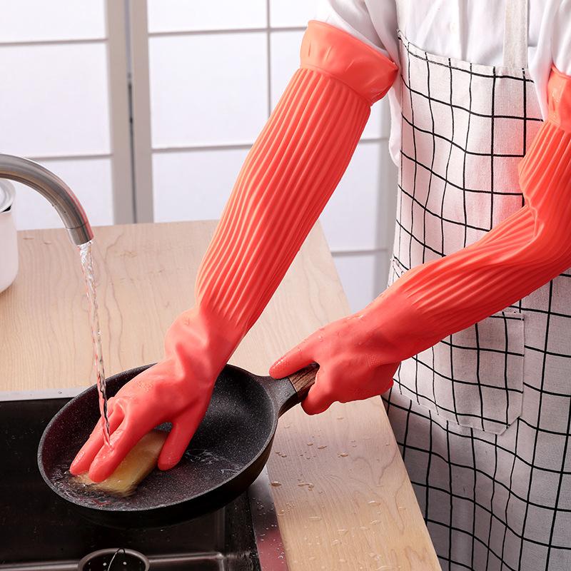 긴 재사용 가능한 고무 설거지 장갑 미끄럼 방지 가정용 - Rubber Glove Cleaning 리뷰 및 가격