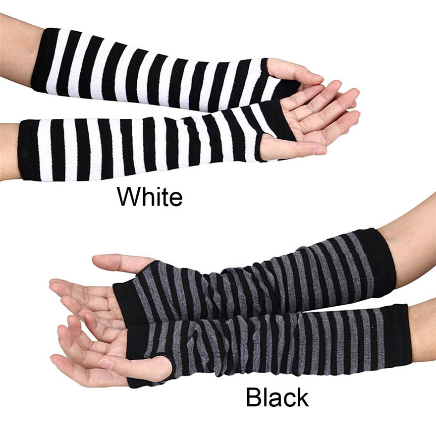 여성 긴 소매 고딕 스트라이프 핑거리스 팔 따뜻한 니트 - Fingerless Glove Knit 리뷰 및 가격