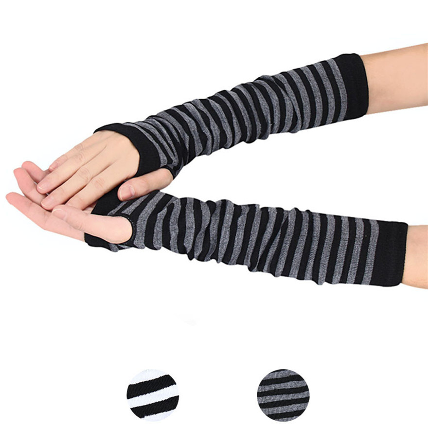 여성 긴 소매 고딕 스트라이프 핑거리스 팔 따뜻한 니트 - Fingerless Glove Knit 리뷰 및 가격