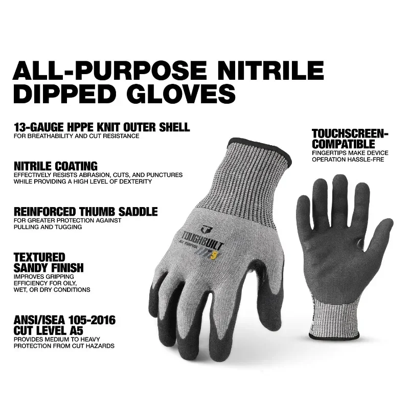 ToughBuilt TB-P2-112-5-L 니트릴 초 - Cut Resistant Glove 리뷰 및 가격